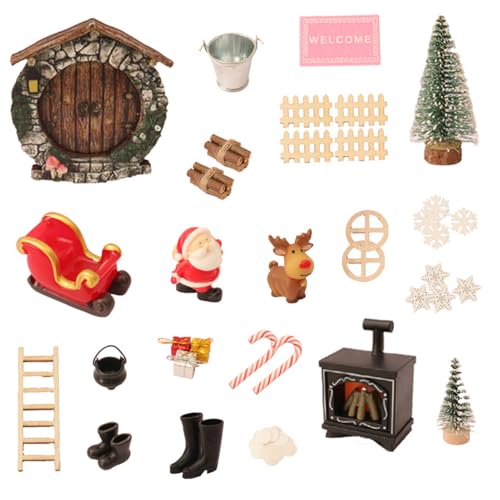 GUAHKUN Wichteltür Set, Wichtel Zubehör Weihnachten, Miniatur Weihnachten Wichteltür, Wichtel Haus, Wichtelzubehör für Weihnachtsdeko, Geschenke für Mädchen Jungen (B) von GUAHKUN