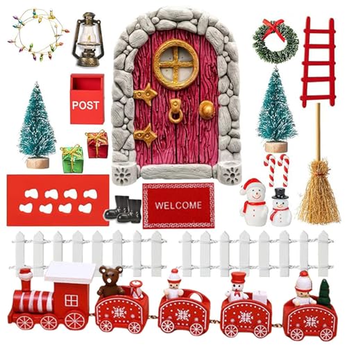 GUAHKUN Wichteltür Set, Wichtel Zubehör Weihnachten, Miniatur Weihnachten Wichteltür, Wichtel Haus, Wichtelzubehör für Weihnachtsdeko, Geschenke für Mädchen Jungen (C) von GUAHKUN