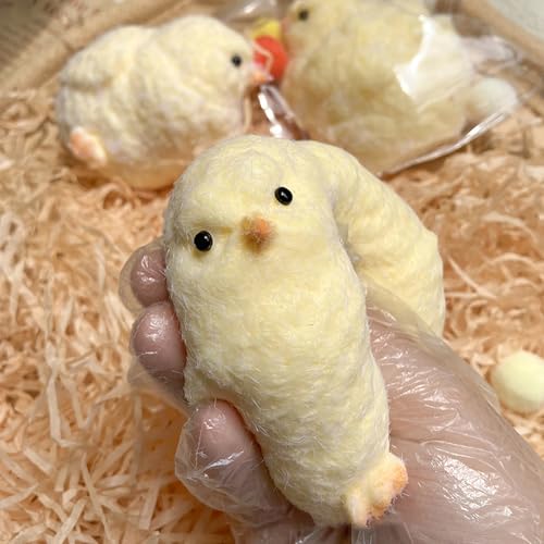 Squishy Hähnchen Spielzeug, Anti Stress Spielzeug Hähnchen Für Kinder Erwachsene, Handmade Taba Squishy Chick Ultra Soft Squishy Fidget Toys, Squeeze Huhn Spielzeug Für Stressabbau Bälle (Groß) von GUAHKUN