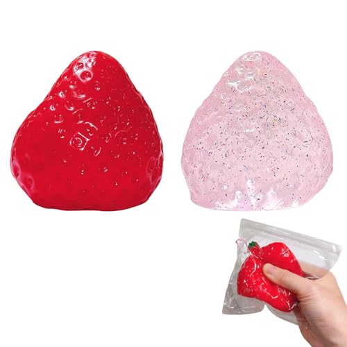 Strawberry Squeeze Toy, 2Stück Squishy Fidget Toys Erdbeer Squeeze Spielzeug, Anti Stress Bälle Kindergeburtstag Gastgeschenke, Anti Stress Spielzeug Für Kinder Erwachsene, Stress Spielzeug (B) von GUAHKUN