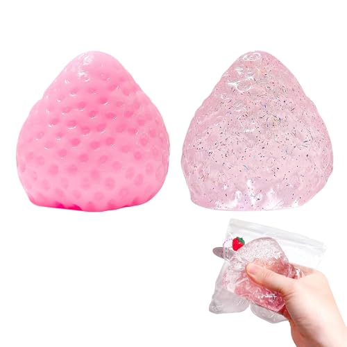 Strawberry Squeeze Toy, 2Stück Squishy Fidget Toys Erdbeer Squeeze Spielzeug, Anti Stress Bälle Kindergeburtstag Gastgeschenke, Anti Stress Spielzeug Für Kinder Erwachsene, Stress Spielzeug (C) von GUAHKUN