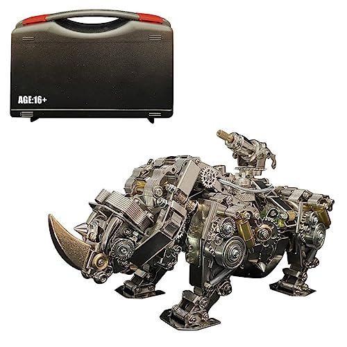 GUANYAN 3D Metall Puzzle Erwachsene Mechanische Nashorn Kits mit LED Licht 700 Teile Steampunk Rhino Metall Puzzle Geschenk Ornamente von GUANYAN