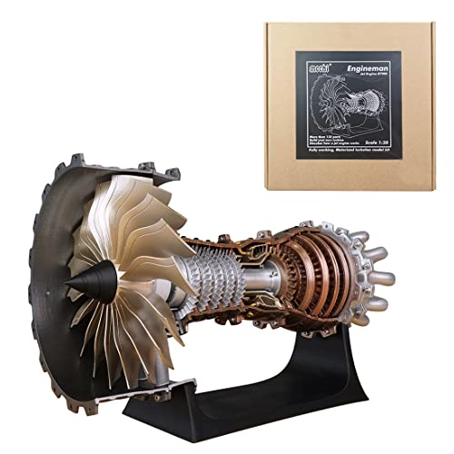 GUANYAN Turbofan Motor Bausatz Trent 900 Engine Kit, 150+Teile Kampfflugzeug Motor Simulation Dynamisch Motor Geschenk Lernspielzeug, 1/20 DIY Turbofan Frighter Technikbausatz von GUANYAN