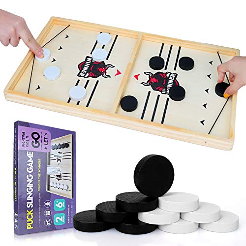 GUBOOM Brettspiel Hockey, Brettspiele Erwachsene, Spiele für Erwachsene, Schnelles Sling Puck-Spiel, Partyspiele, Hockey Spiele für 2 Personen und Familie von GUBOOM