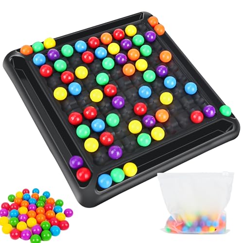 GUBOOM Intellektuelles Schachbrett Doppelduell, Puzzle Magic Chess Board Rainbow Ball, Regenbogenball Schachbrett Strategiespiele, Regenbogenball Eliminierung Spiel, Familienspiel Strategiespiel (80) von GUBOOM