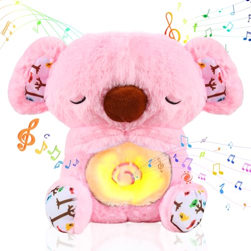 GUBOOM Schlummer Otter, Schlummer Koala Kuscheltier, Schlummer Otter mit Herzschlag, Schlummer Otter Kuscheltier, Kuscheltier Otter, Schlummer Otter mit Atembewegung Und Musik für Baby (Rosa) von GUBOOM