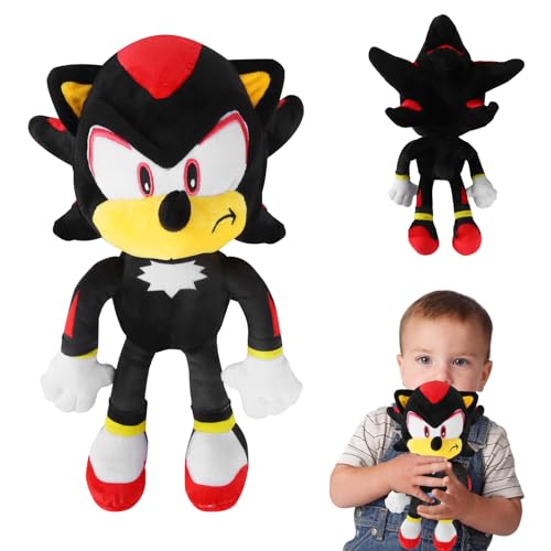 GUBOOM Sonic Kuscheltier, Sonic The Hedgehog Plüschtier Spielzeug 30 cm, Sonic Plüschtiere, Kinder Plüschpuppen für Kinder Geburtstage Geschenk, Cartoon Charaktere Sammlerstück (schwarz) von GUBOOM