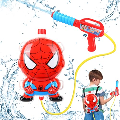 Wasserpistolen mit Tankrucksack für Kinder, Spiderman Wasserpistolen 1300ml, Wasserspritzpistole Kinder Großer Kapazität - Reichweite 10M, Spiderman Sommer Spielzeug für Garten Pool Party, Strand von GUBOOM