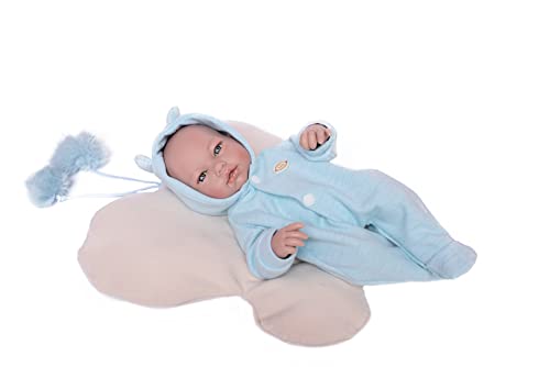 Puppen Guca - Puppe Neugeborene Jaime Pyjama blau mit Kissen Schmetterling zum Spielen. 36 cm, Mehrfarbig (922) von GUCA