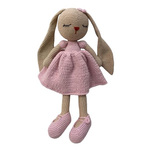 GÜLS Hase Stofftier Plüschtier Kuscheltier gehäkelt Amigurumi Handmade 30 cm lang (Rosa Beje) für Mädchen Neugeborene Geschenk Oster und jeder Zeit von GÜLS