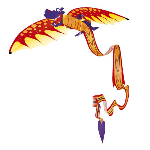 Günther Flugspiele 1136 - Einleiner-Drachen Dragon 3D, ca. 102 x 320 cm, Kinderdrachen aus robustem Polyester, für Kinder ab 6 Jahren, inkl. Griff und Drachenschnur von GÜNTHER FLUGSPIELE