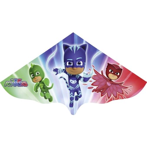 Günther Flugspiele 1218 - Einleiner-Drachen PJ Masks, ca. 115 x 63 cm, Kinderdrachen aus robuster PE-Folie, für Kinder ab 4 Jahren, inkl. Griff und Drachenschnur von GÜNTHER FLUGSPIELE