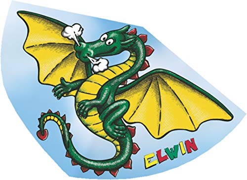 Günther Flugspiele 1181 - Einleiner-Drachen Elwin, ca. 92 x 62 cm, Kinderdrachen aus robuster PE-Folie, für Kinder ab 4 Jahren, inkl. Griff und Drachenschnur von GÜNTHER FLUGSPIELE