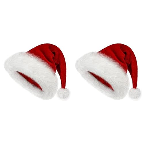 GUIJIALY 2X Weihnachtsmütze, Weihnachtsmütze für Erwachsene, Unisex, Bequem, Extra Dickes Fell, Weihnachtsmütze für Die Festliche Neujahrsparty von GUIJIALY