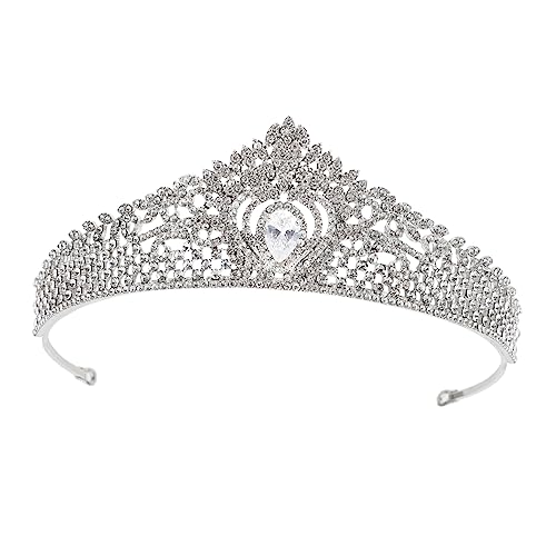 GUIREPTY 1 Packung Strass Kristall Krone Mädchen Stirnband Braut Hochzeit Braut Tiara Hochzeit Haarschmuck Hochzeit Mädchen Tiara Legierung Silber Kleidung Stirnband Haar von GUIREPTY