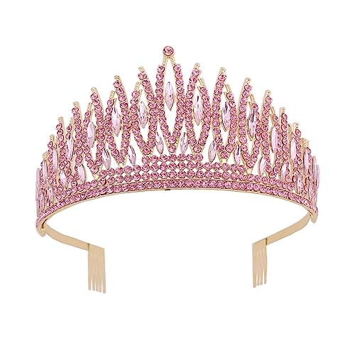 GUIREPTY 1 Packung rosa Strass Tiara Braut Hochzeit Haarschmuck Damen Haar Hochzeit Haarschmuck Mode Braut Stirnbänder von GUIREPTY