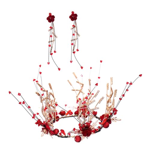 GUIREPTY 1 Set mit 3 Stück Braut-Strass-Diadem, Krone, Hochzeits-Diadem, Strass-Diadem, Damen-Ohrringe, Set, Braut-Abschlussball-Stirnband von GUIREPTY