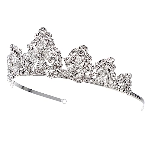 GUIREPTY Brautkrone, Metall-Haarband, Hochzeits-Kopfschmuck for Bräute, Strass-Hochzeits-Kopfschmuck, Abschlussball, Braut-Haarband, Hochzeitskrone, Weiß von GUIREPTY