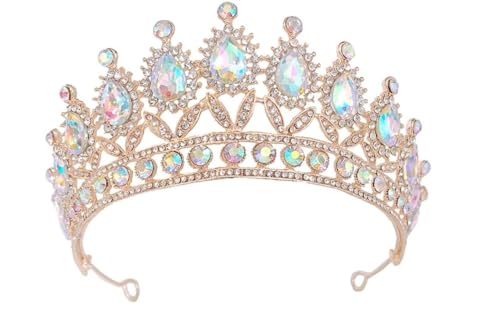 GUIREPTY Die Krone, die Prinzessinkrone, 1 Packung Wassertropfen-Diamant-Haarschmuck for Mädchen, Haarschmuck, rot, unsichtbar, Herzform, Damen-Kronenform-Design, Tiara, Hochzeit, Braut(Blue) von GUIREPTY