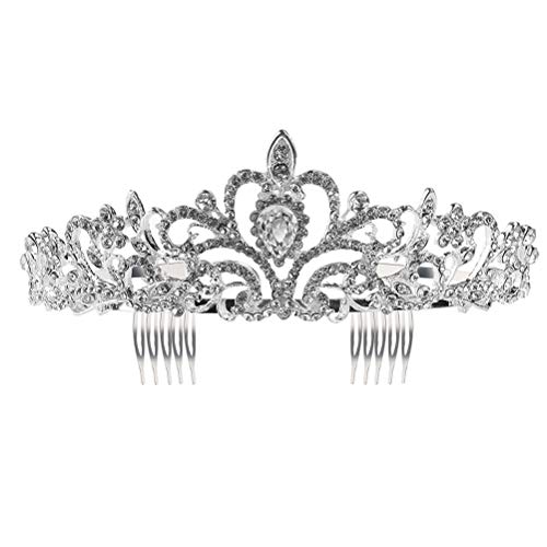 GUIREPTY Die Krone, die Prinzessinkrone, Hochzeit, Braut, Abschlussball, glänzende Kristall-Strass-Krone (Silber) von GUIREPTY