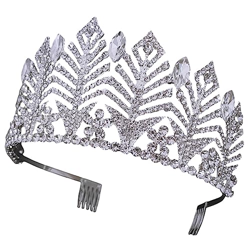 GUIREPTY Die Krone, die Prinzessinkrone, Tiara Krone Abschlussball Krone Strass Dekoration Abschlussball Form Design Haarkamm Kostüm Mädchen Tiara Krone Form Design Haar(Silver) von GUIREPTY