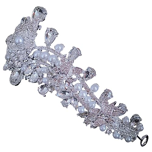 GUIREPTY Krone Haarschmuck Strass Tiara Hochzeit Tiara Brautaccessoires Brauthochzeitskrone Damen Feenkrone Festzug Edles Silber Haarband von GUIREPTY