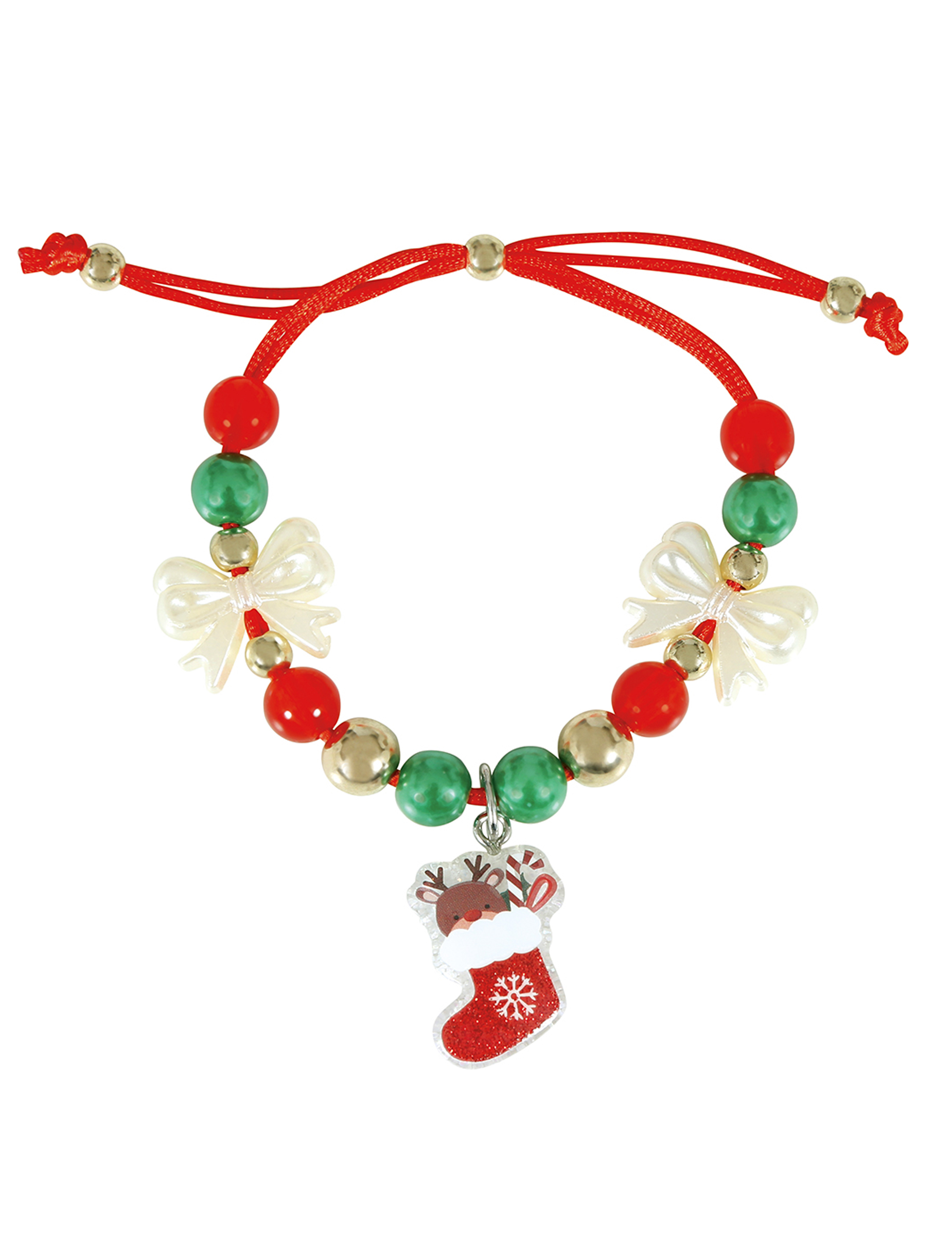 Armband mit Weihnachtsmotiven Weihnachtsstrumpf mit Perlen Armband mit Weihnachtsmotiven Weihnachtsstrumpf mit Perlen von GUIRMA