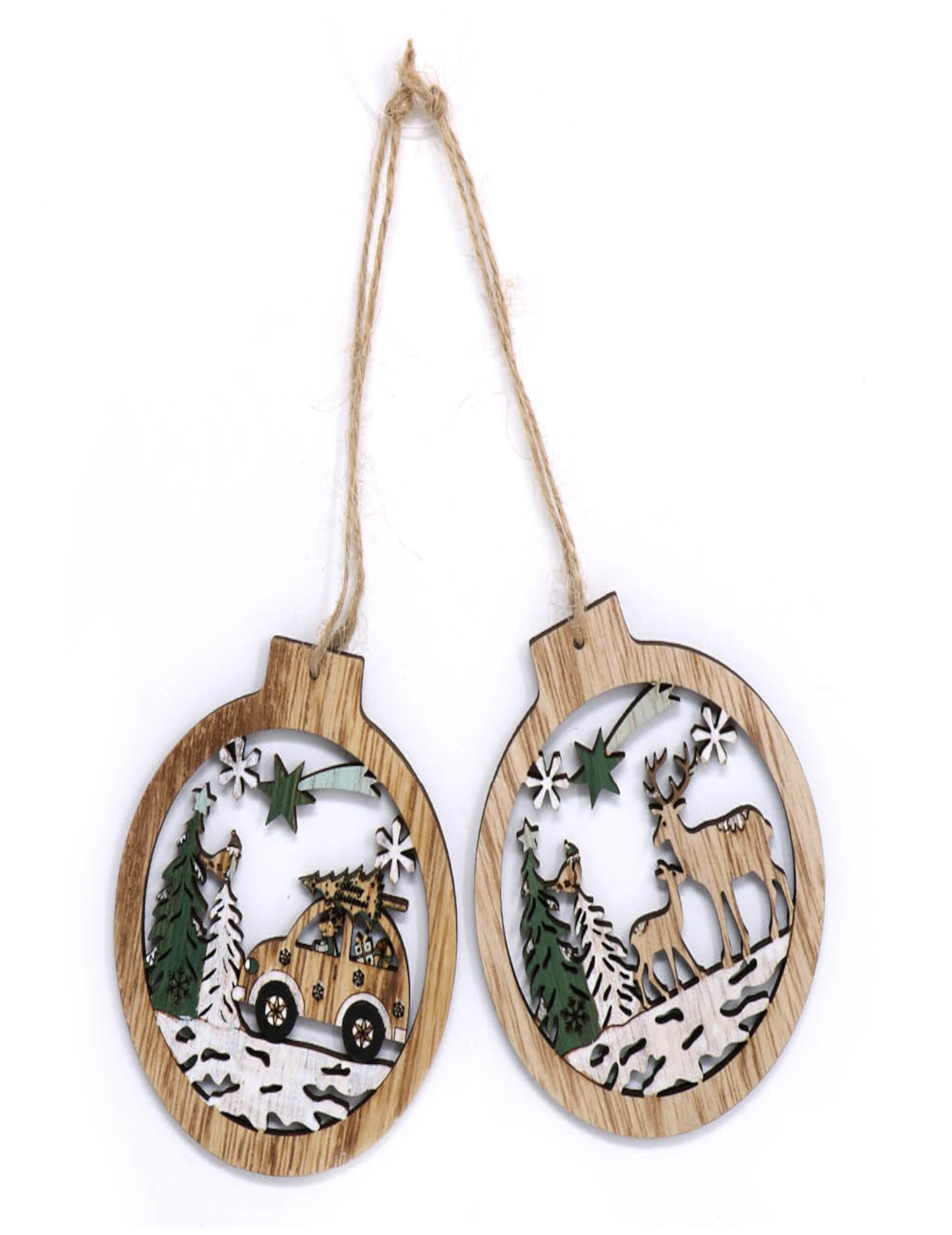 Christbaumanhänger aus Holz Winterlandschaft 2 Stück braun-grün-weiß 10 cm Christbaumanhänger aus Holz Winterlandschaft 2 Stück braun-grün-weiß 10 cm von GUIRMA