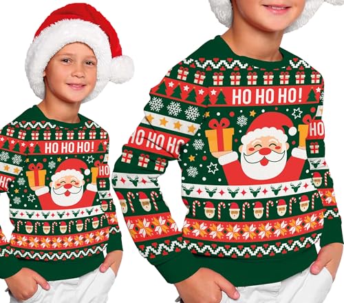 GUIRMA | Kinderpullover Ho Ho Ho (5-6 Jahre) - Unisex Weihnachts-Sweater für Kinder - Ideal für Weihnachts- und Silvesterfeiern - Winterkleidung für Feiern - Mehrfarbig von GUIRMA