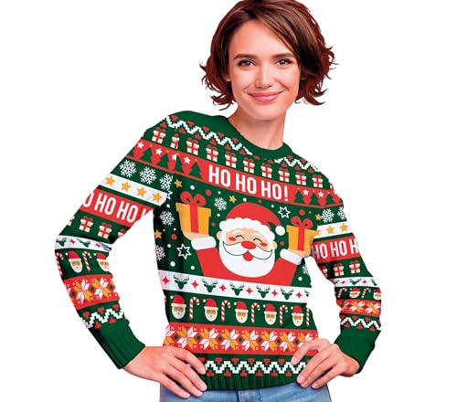 GUIRMA | Weihnachts-Pullover Ho Ho Ho Multicolor (36-38/S) - Festlicher Sweater für Damen - Ideal für Weihnachts- und Silvesterfeiern - Winterbekleidung für Feiern - Multicolor von GUIRMA