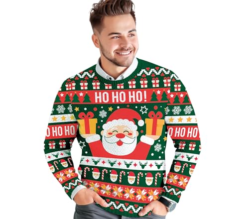 GUIRMA | Weihnachts-Pullover Ho Ho Ho Multicolor (48-50/M) - Festlicher Sweater für Herren - Ideal für Weihnachts- und Silvesterfeiern - Lustige Kleidung für Feiern - Multicolor von GUIRMA