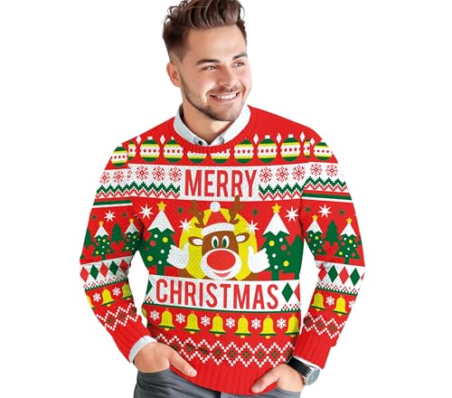 GUIRMA | Weihnachtspullover Merry Xmas Multicolor (48-50/M) - Festlicher Pullover für Herren - Ideal für Weihnachts- und Silvesterfeiern - Winterbekleidung für Feiern - Multicolor von GUIRMA