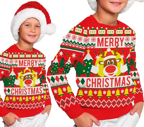 GUIRMA | Weihnachtspullover Merry Xmas Multicolor (5-6 Jahre) - Kinder Sweater für Feste und Weihnachtsfeiern - Ideal für Jungen - Perfekt für Weihnachten und Neujahr - Multicolor von GUIRMA