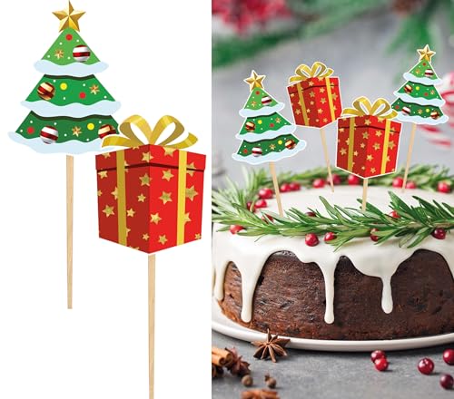 GUIRMA | 12 Weihnachtsbaum Cake Toppers Multicolor (6 cm) - Einweg Zubehör für Tischdekoration bei Weihnachts- und Neujahrsfeiern - Ideal für Feiern und Events - Multicolor von GUIRMA