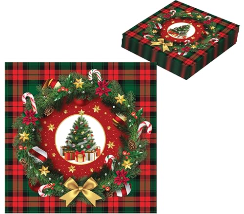 GUIRMA | 20 Weihnachtsbaum Servietten (33x33 cm) - Tischdekoration für Weihnachtsfeiern und Silvesterfeiern - Ideal für festliche Events - Mehrfarbig von GUIRMA