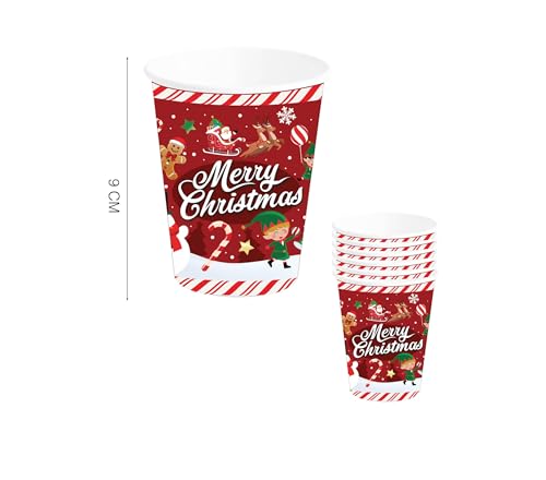 GUIRMA | 6 Weihnachtsbecher (240 ml) - Tischdekoration für Weihnachtsfeiern und Silvesterfeiern - Ideal für festliche Events - Bunt von GUIRMA