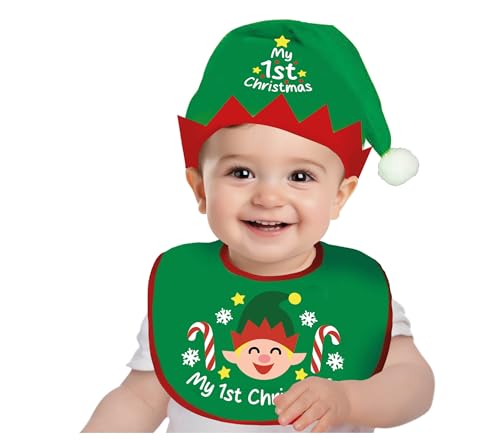 GUIRMA | Elf Set mit Mütze und Lätzchen für Kinder - Weihnachtsset - Kostümzubehör für Weihnachten und Neujahr - Ideal für Babys - Mehrfarbig von GUIRMA