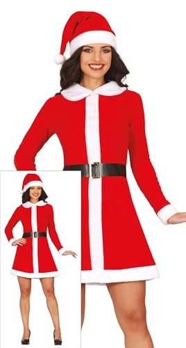 GUIRMA | Mrs Claus Kostüm für Damen (36-38/S) - Kleid, Gürtel und Hut - Weihnachts- und Silvester Kostüme für Kostümpartys und Feiern - Ideal für Erwachsene - Rot von GUIRMA