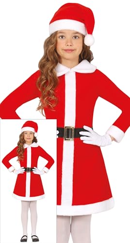 GUIRMA | Mrs Claus Kostüm für Kinder (10-12 Jahre) - Kleid, Gürtel und Hut - Weihnachts- und Neujahr Kostüme für Mädchen - Ideal für Weihnachtsfeiern und Santa Claus Feiern - Rot von GUIRMA