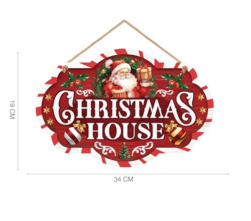 GUIRMA | Schild Christmas House (30x20 cm) - Weihnachtsdekoration für Wand, Tür und Fenster - Ideal für Weihnachts- und Silvesterfeiern - Festliches Schild für Feiern - Bunt von GUIRMA