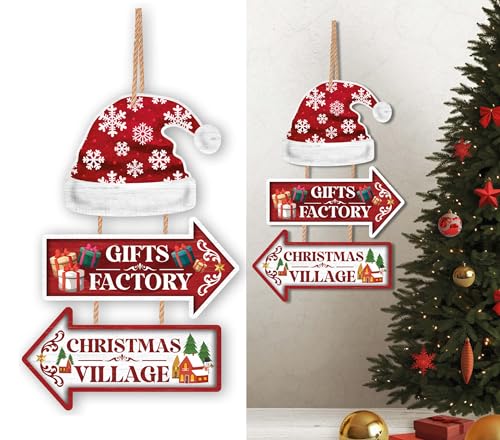 GUIRMA | Schild Gifts Factory (36x24 cm) - Weihnachtsdekoration für Wand, Tür und Fenster - Ideal für Weihnachts- und Neujahrsfeiern - Festliches Plakat für Feiern - Bunt von GUIRMA