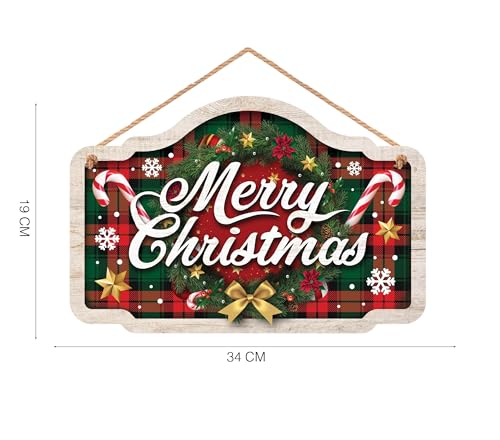 GUIRMA | Schild Merry Christmas (34x19 cm) - Weihnachtsdekoration für Wand, Tür und Fenster - Ideal für Weihnachts- und Silvesterfeiern - Festliches Plakat für Feiern - Bunt von GUIRMA