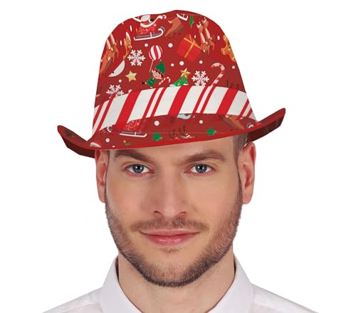 GUIRMA | Weihnachts-Gangsterhut Multicolor (Einheitsgröße) - Festlicher Hut für Weihnachten - Unisex Kostümzubehör für Partys und Feiern - Ideal für Erwachsene - Multicolor von GUIRMA