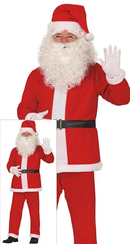 GUIRMA | Weihnachtsmann Kostüm für Erwachsene (46-48/S) - Hose, Gürtel und Hut - Santa Claus Outfit für Weihnachten, Neujahr und Kostümpartys - Ideal für Männer - Rot von GUIRMA