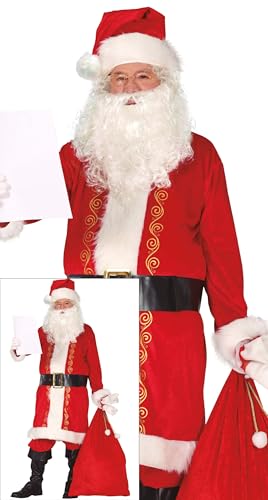 GUIRMA | Weihnachtsmann Kostüm für Erwachsene (48-50/M) - Gürtel, Hose und Hut - Santa Claus Outfit für Weihnachten, Neujahr und Kostümpartys - Ideal für Männer - Rot und Weiß von GUIRMA