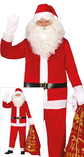 GUIRMA | Weihnachtsmann Kostüm für Erwachsene (48-50/M) - Hose, Gürtel und Hut - Santa Claus Outfit für Weihnachten, Neujahr und Kostümpartys - Ideal für Männer - Rot von GUIRMA