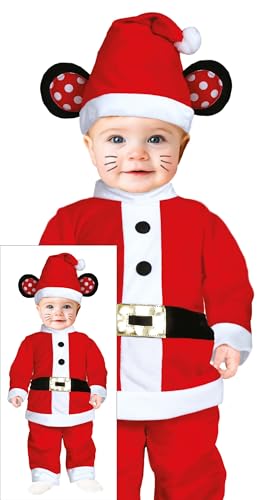 GUIRMA | Weihnachtsmann Maus Kostüm für Babys (12-18 Monate) - Gürtel, Hose und Hut - Weihnachtsmann- und Weihnachtskostüme für Partys und Neujahrsfeiern - Ideal für Mädchen - Rot von GUIRMA