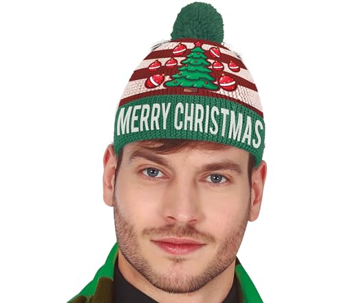 GUIRMA | Weihnachtsmütze mit Wolle-Look (Einheitsgröße) - Weihnachts- und Neujahrsaccessoire - Festlicher Hut für Weihnachtskostüme - Ideal für Erwachsene Unisex - Grün von GUIRMA