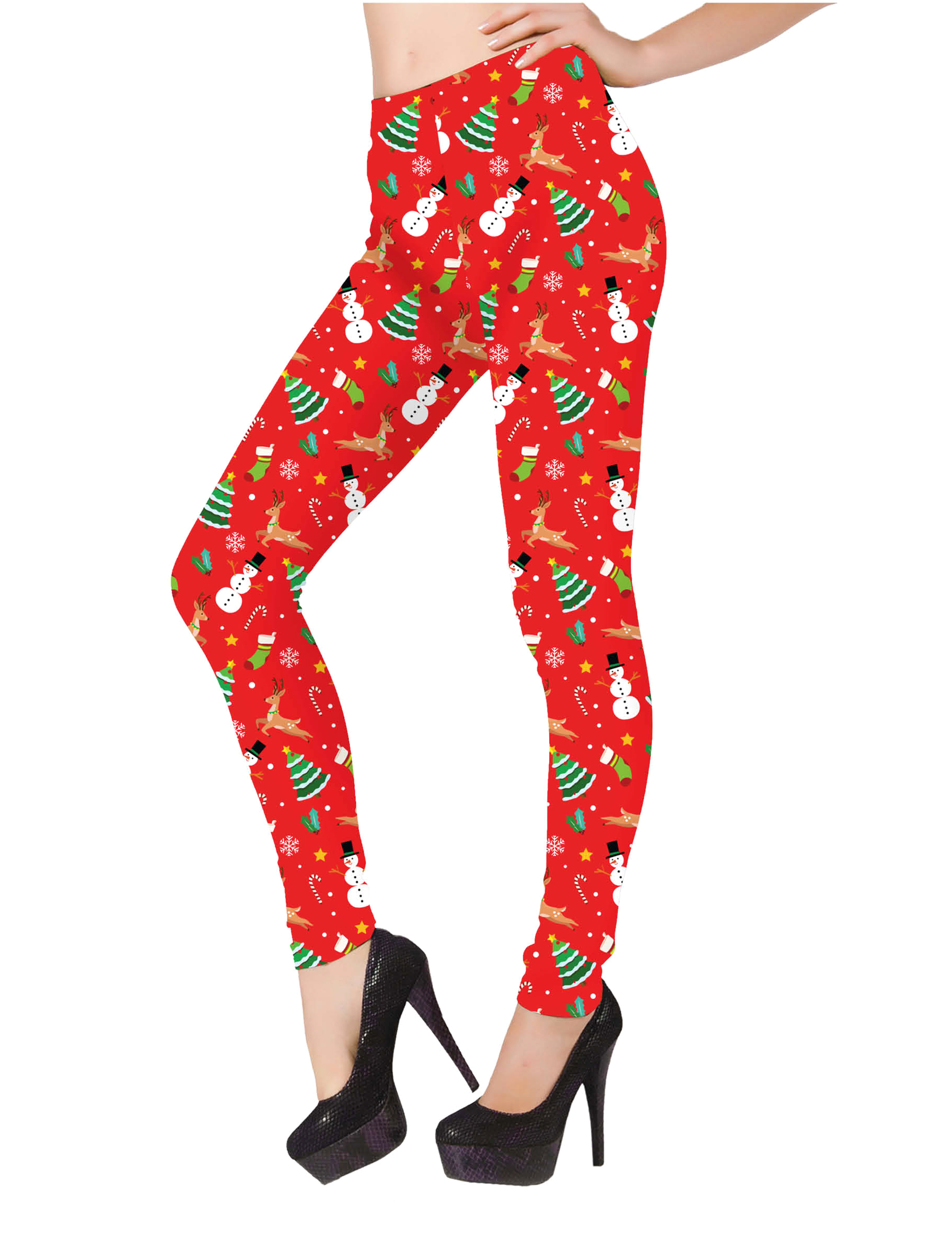 Leggings mit Weihnachtsmotiven Damen Rot Leggings mit Weihnachtsmotiven Damen Rot von GUIRMA