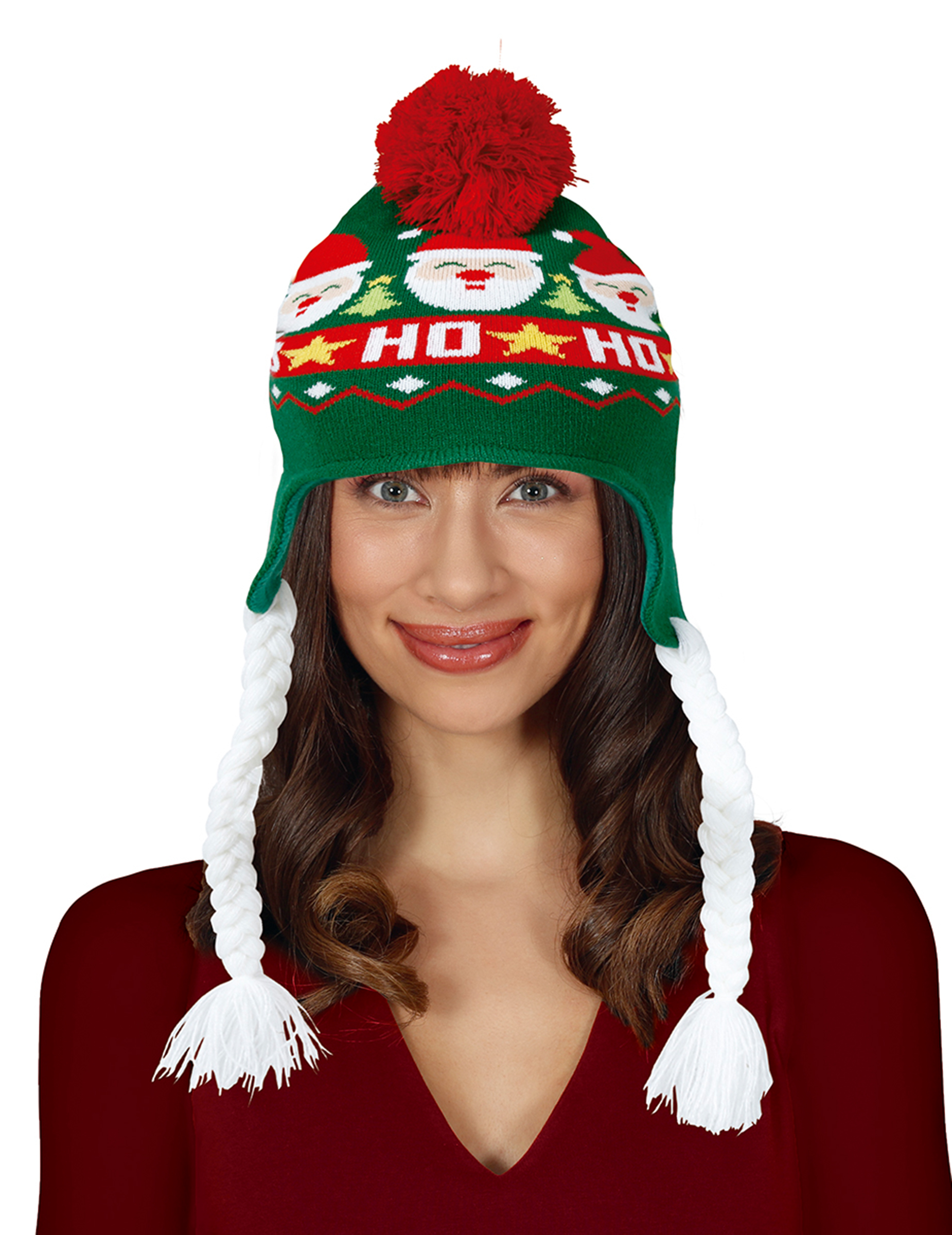 Mütze mit Bommel für Weihnachten Grün Rot Mütze mit Bommel für Weihnachten Grün Rot von GUIRMA